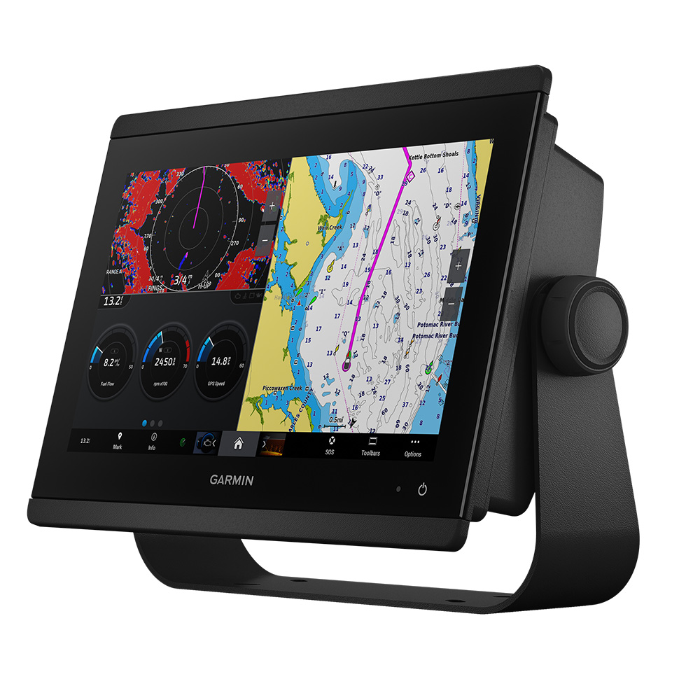 Garmin marine GPS system with digital display.