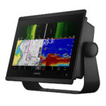 Garmin marine GPS screen showing sonar and map.