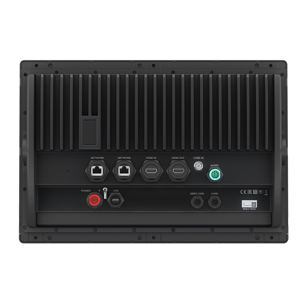 Back view of electronic device with ports and connections.