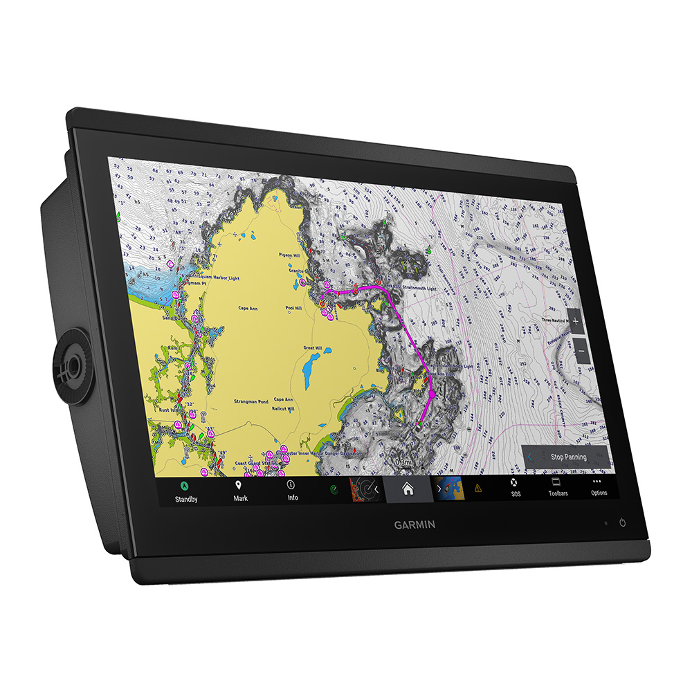 Garmin GPS with nautical chart display.