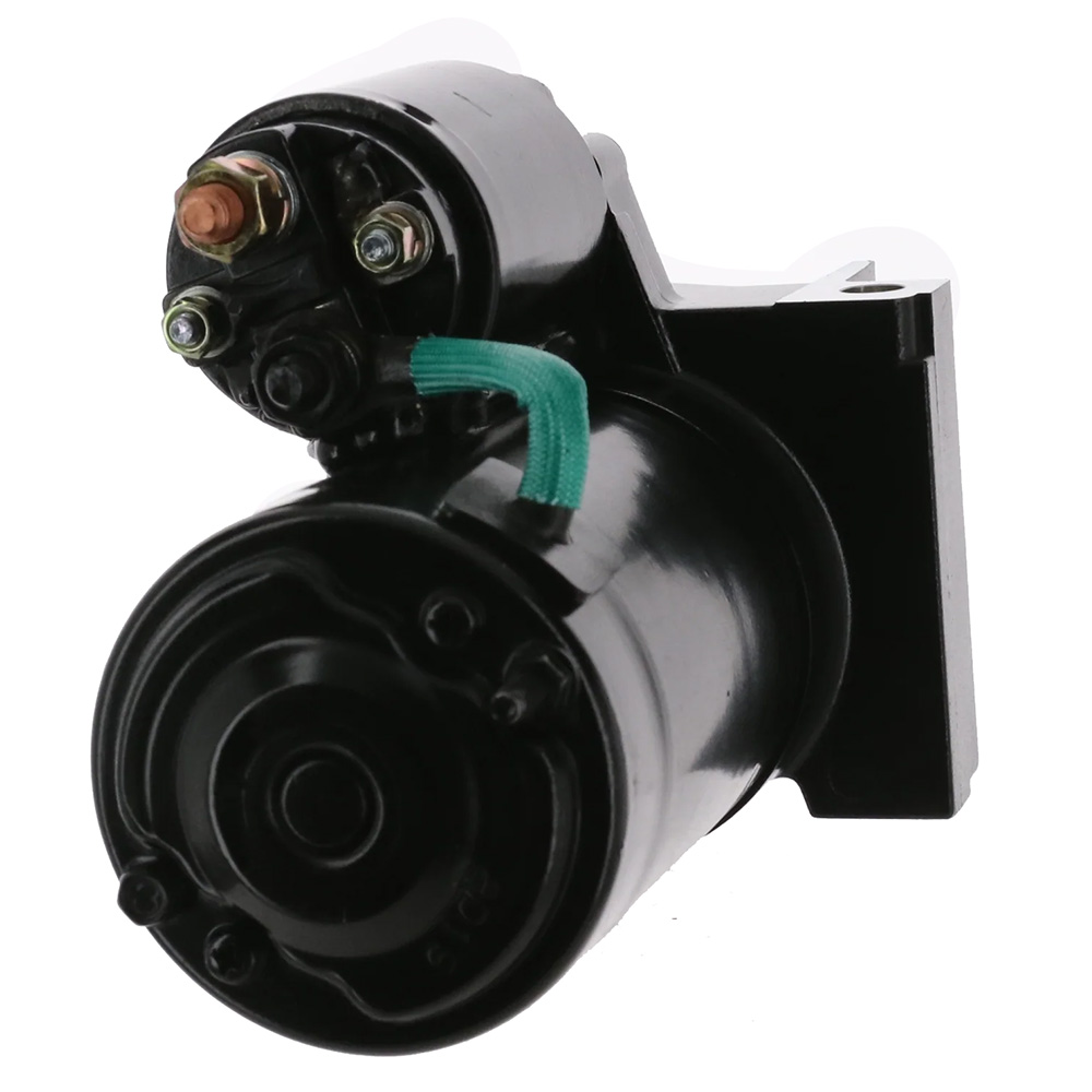 Close-up of an automotive starter motor.