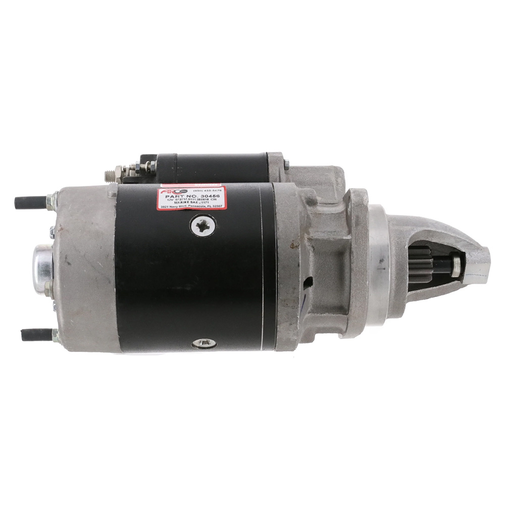 Automotive starter motor, side view