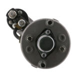 Close-up of automotive starter motor component.