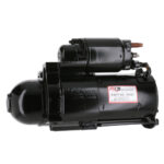 Black motor starter with label showing specifications.