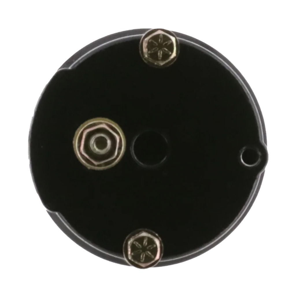 Round black electrical socket face view