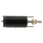 Black electric motor with metallic gears