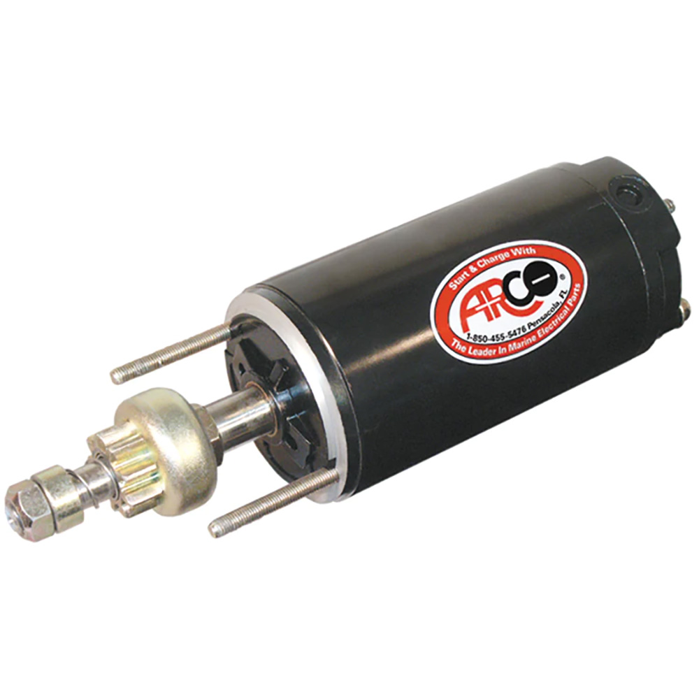 Black electro starter motor with label.