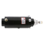 Black cylindrical mechanical part with bolt connectors.