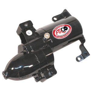 Black marine engine starter with logo