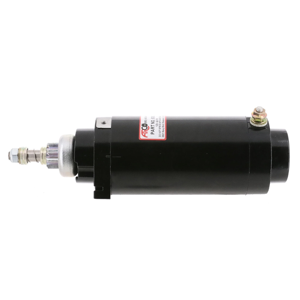 Black electric motor with label and connectors