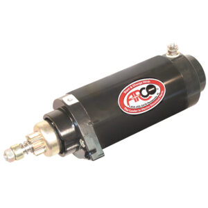 Black cylindrical marine starter motor.