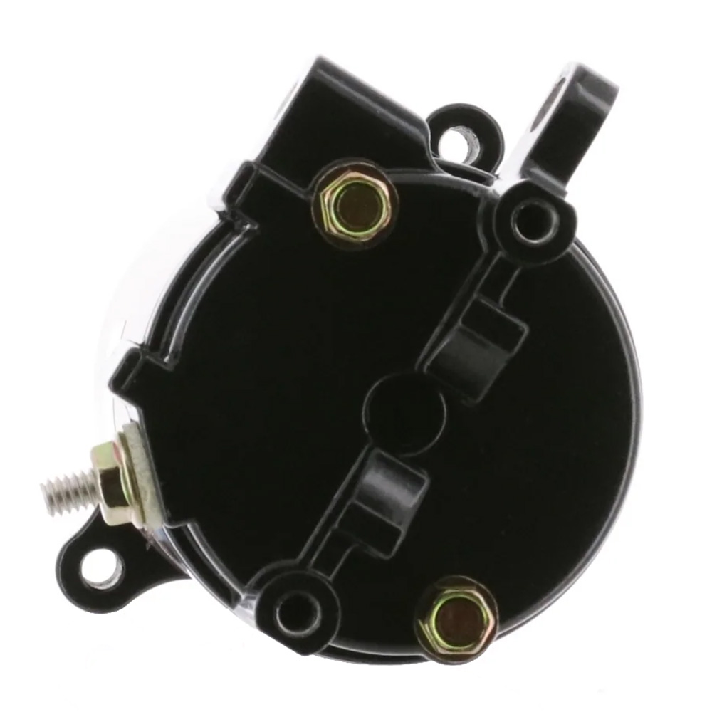 Black circular mechanical component, top view.