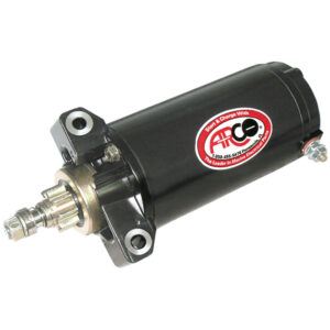 Black marine electric motor with label