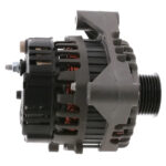 Car alternator side view with pulley visible.
