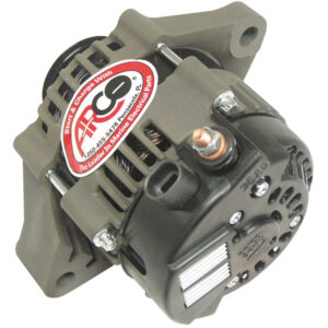 Marine alternator with company logo and contact info