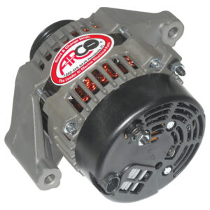 High-performance marine alternator with cooling vents.
