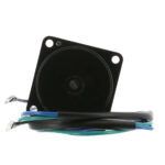 Black square motorcycle horn with wiring