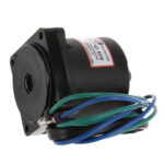 Compact black electric motor with colored wires