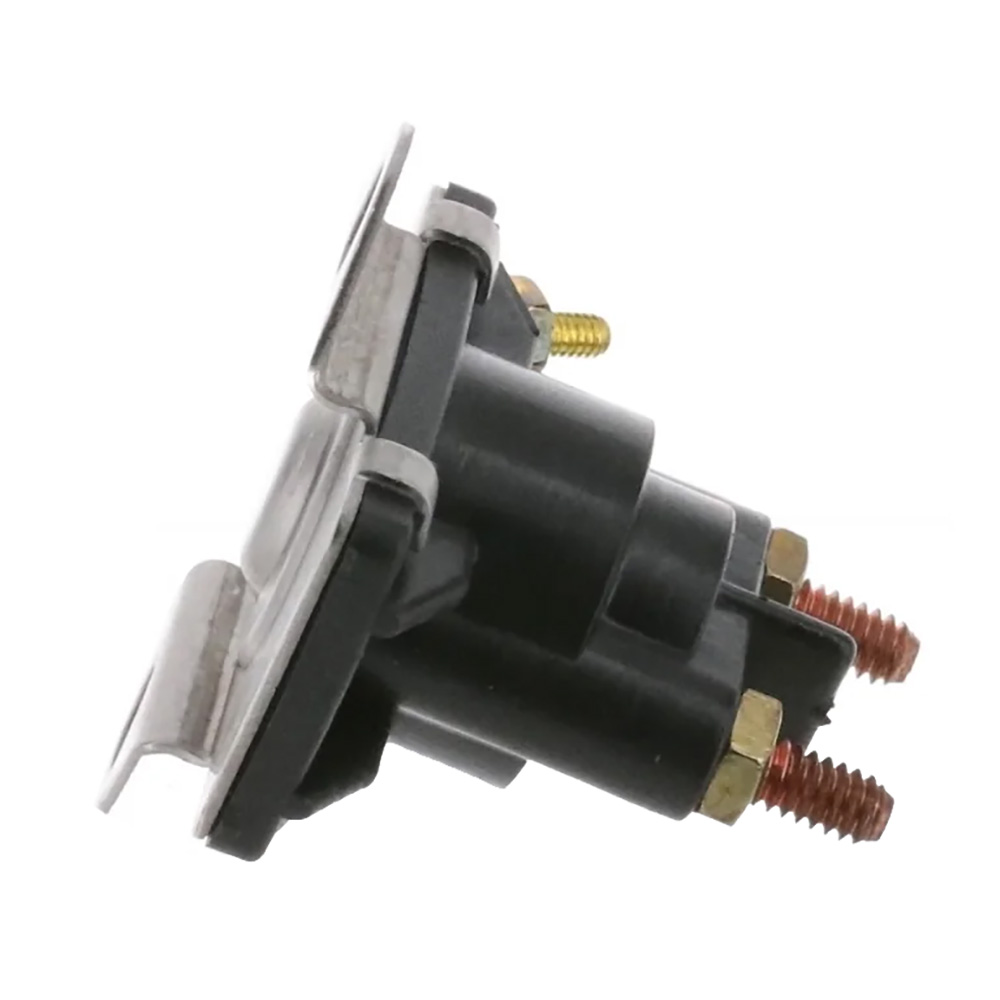 Automotive relay with metal contacts and screws.