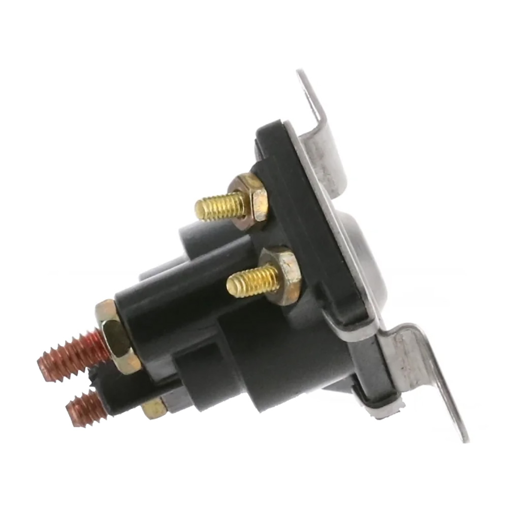 Automotive relay with metal terminals and mounting bracket.