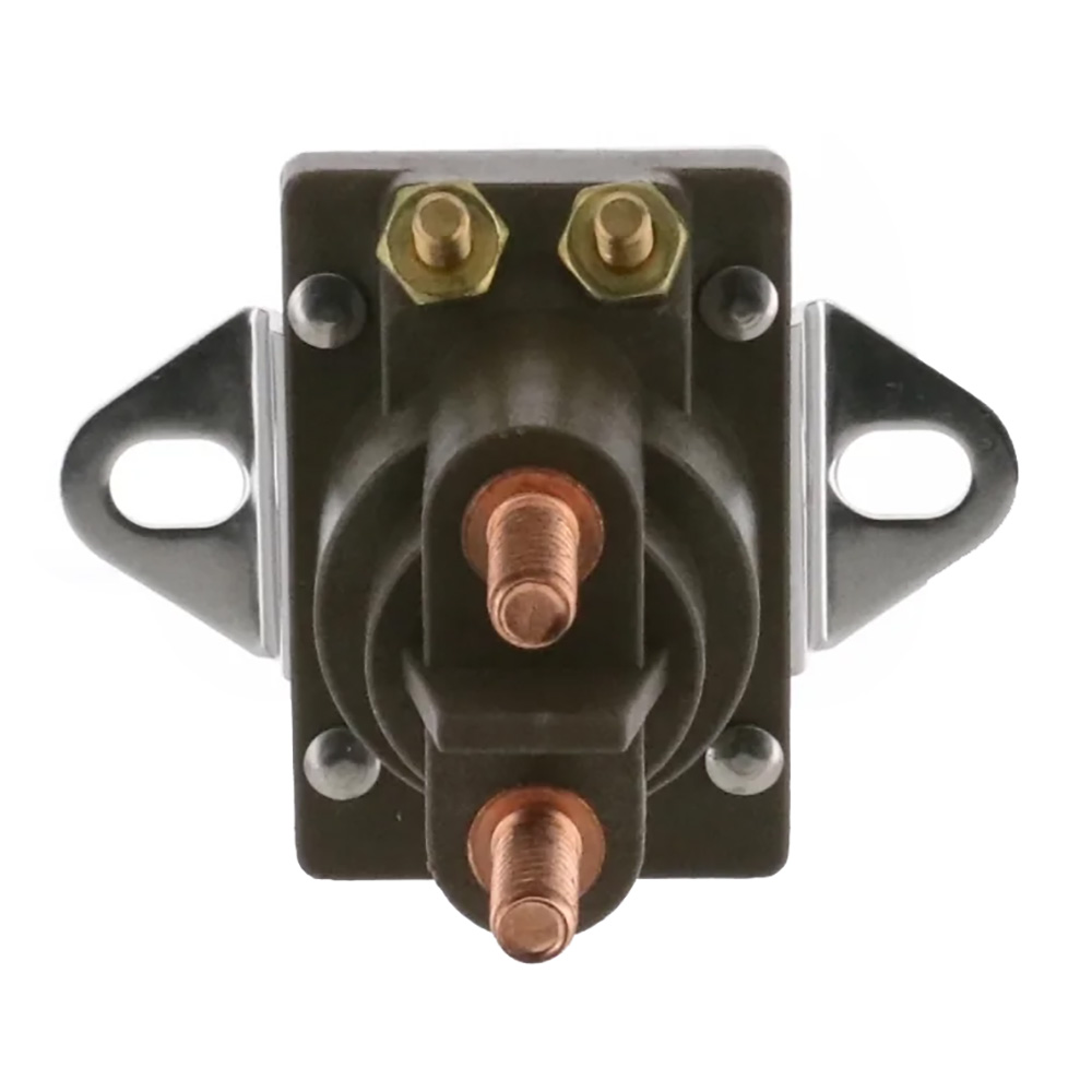 Front view of an automotive heavy duty solenoid.