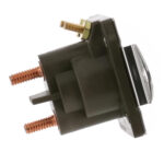 Automotive starter solenoid, side view