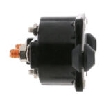 Black automotive solenoid relay close-up view.