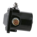 Black industrial electrical component with screws and connectors