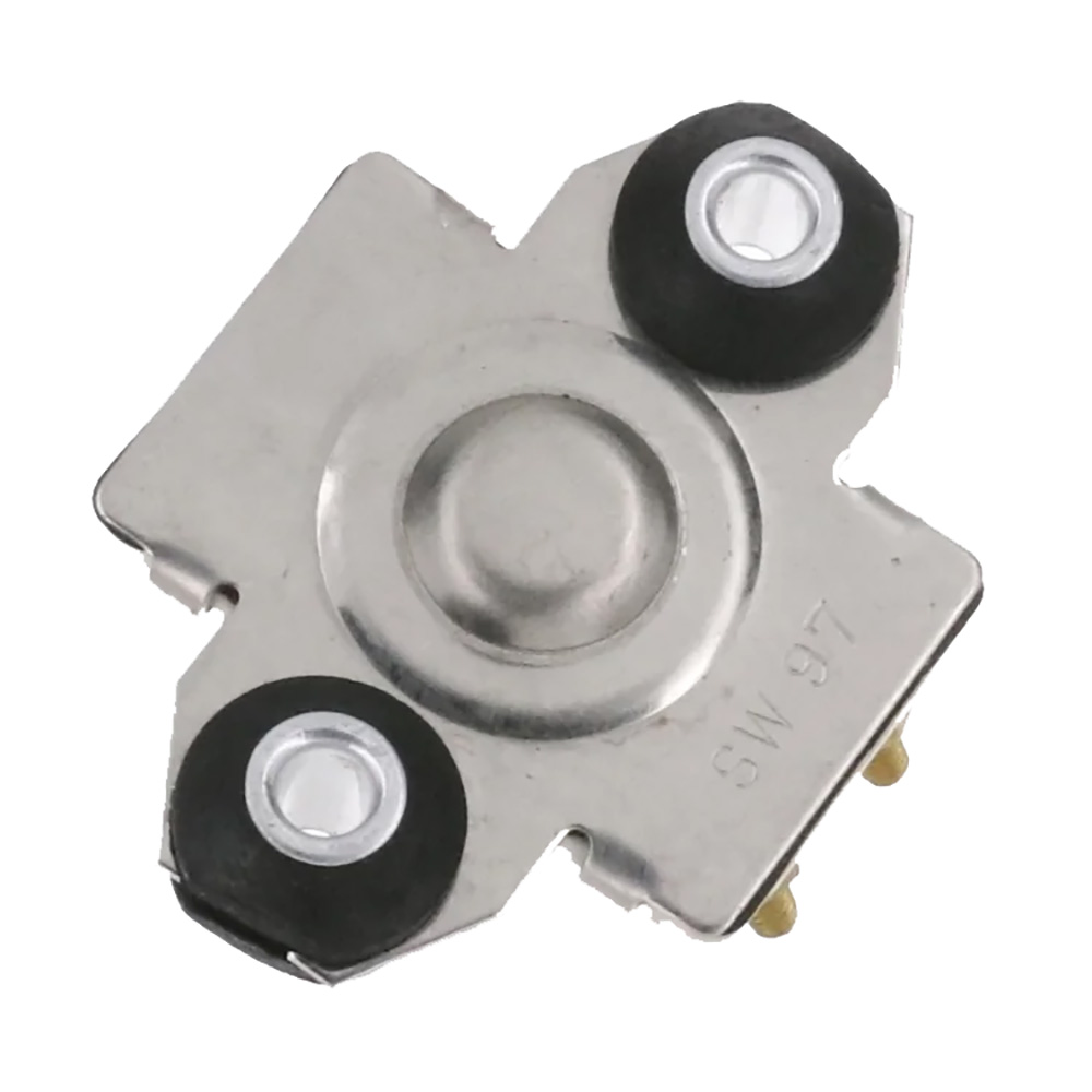 Small metal electronic component with circular features.