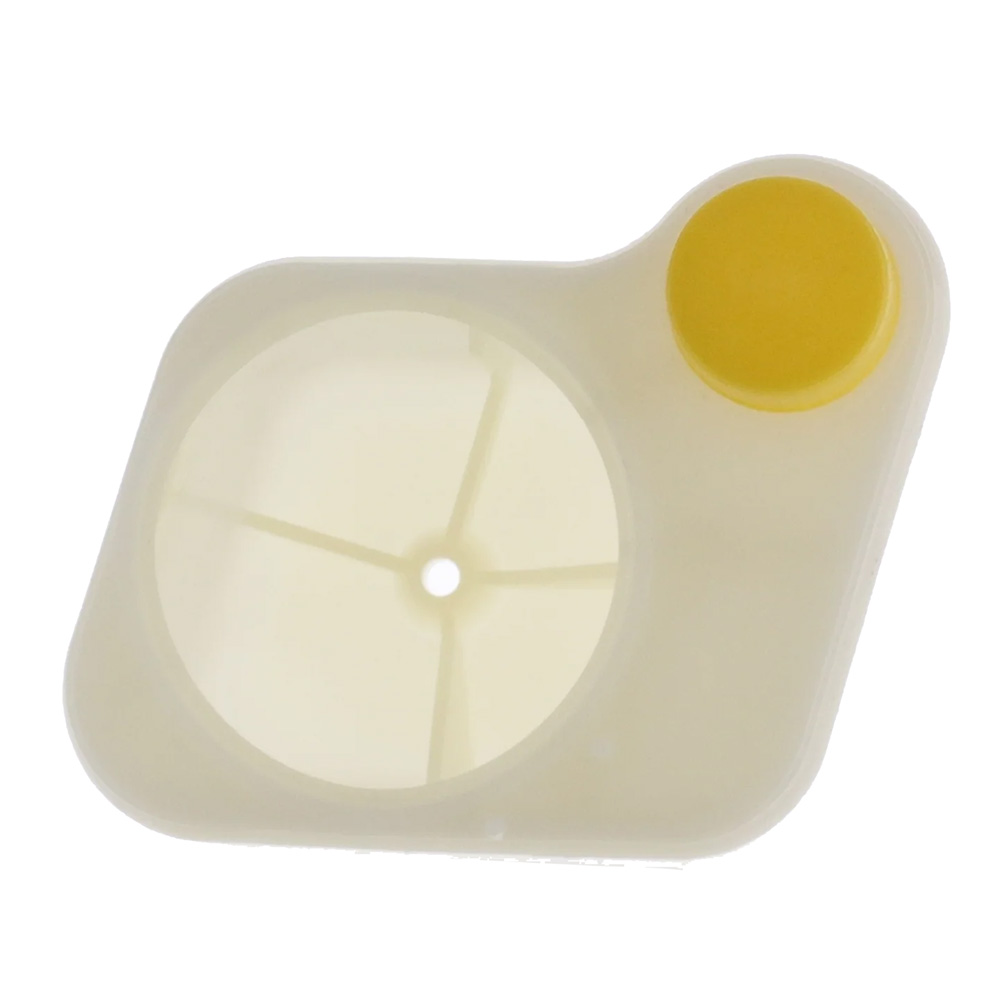 Plastic egg slicer with yellow grip handle