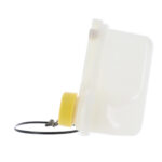 White plastic container with yellow lid and seal.