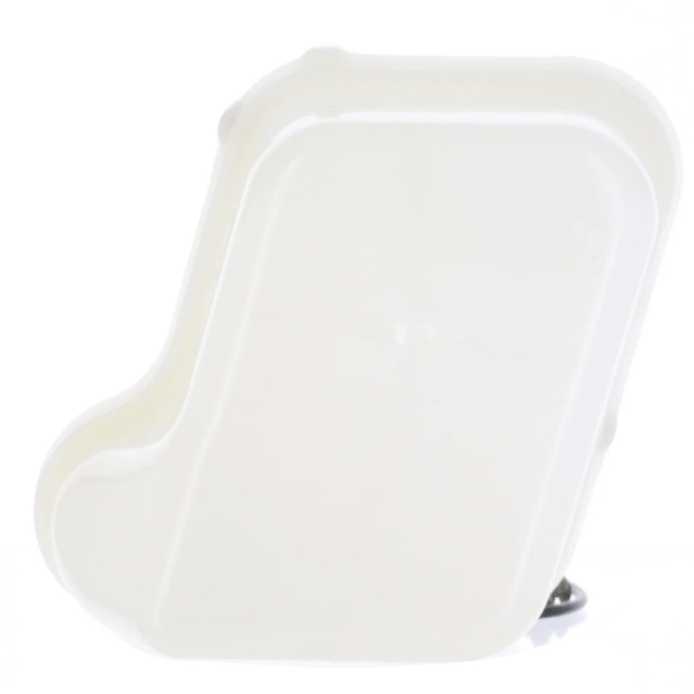 White rectangular plastic container with spout.