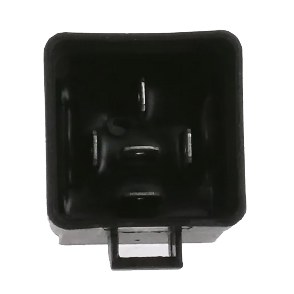Black electrical relay socket, top view