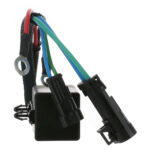 Wiring harness with connectors and ring terminals.