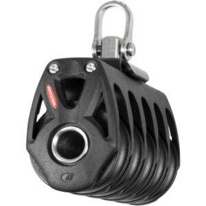 Black pulley block for sailing equipment