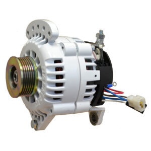 Car alternator with attached cables