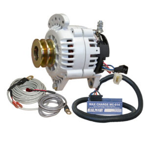 Marine alternator with cables and voltage regulator