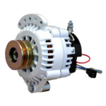 Car alternator on white background.