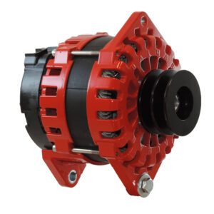 Red car alternator with black pulley
