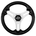 Black and silver steering wheel, modern design
