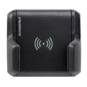 Black wireless charging device with Scanstrut logo