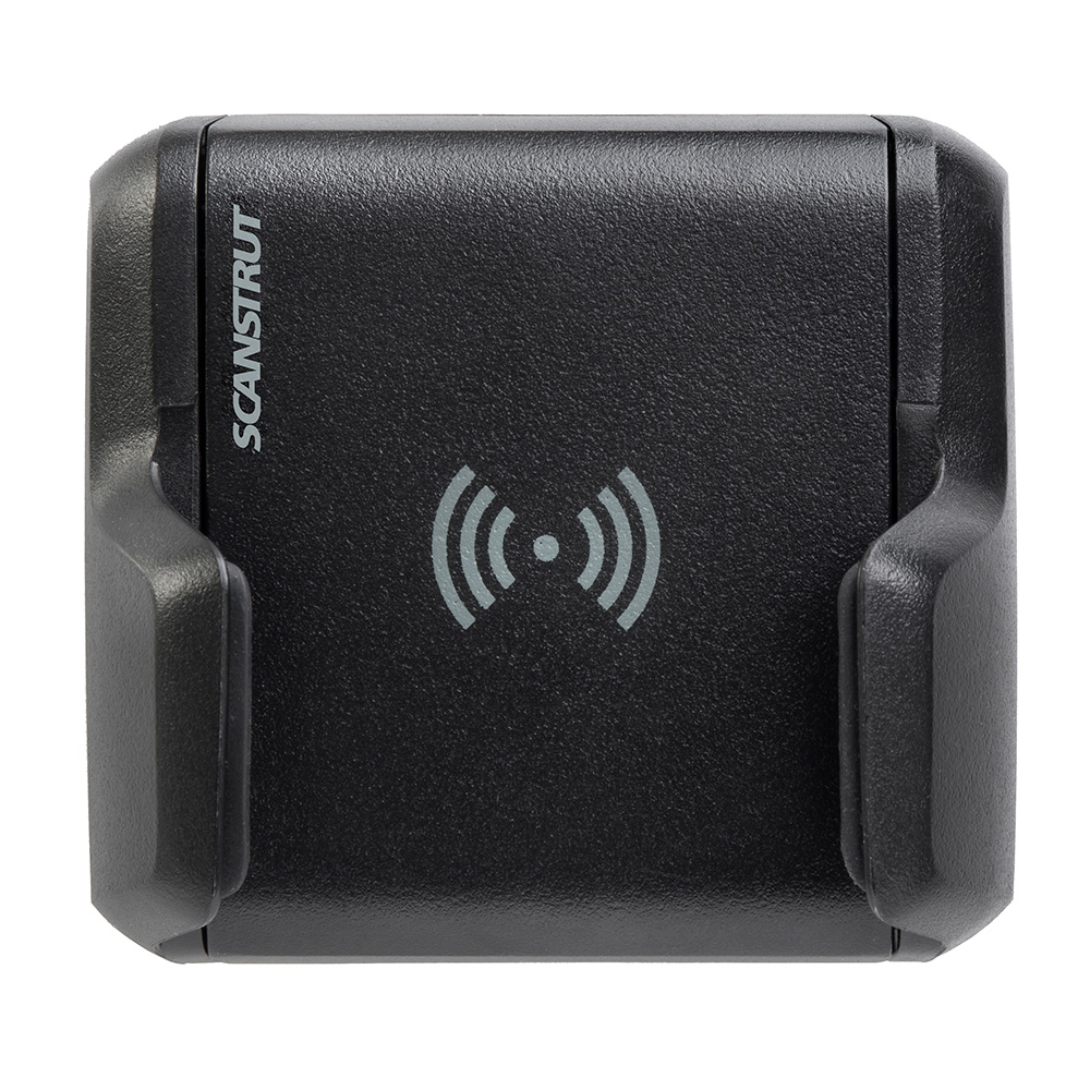 Black wireless charging device with Scanstrut logo
