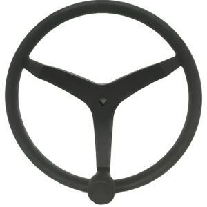 Black steering wheel with three spokes