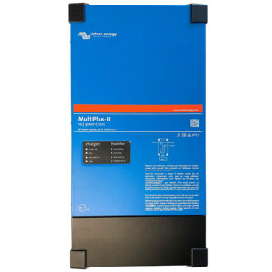 Blue MultiPlus-II inverter charger front view.