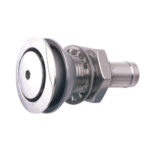 Stainless steel industrial hardware component close-up.