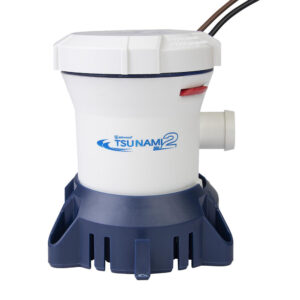 Tsunami Mk2 marine bilge pump with blue base.
