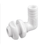 White plastic plumbing elbow joint pipe connector
