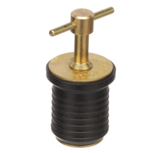 Brass and rubber pipe plug with T-handle.