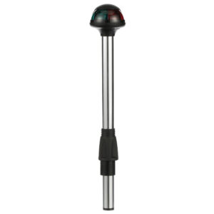 Boat navigation light pole with red-green light.