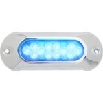 Blue LED boat light on metal backing